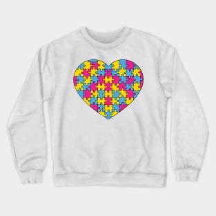 Puzzle Heart - Pansexual Pride Colors Crewneck Sweatshirt